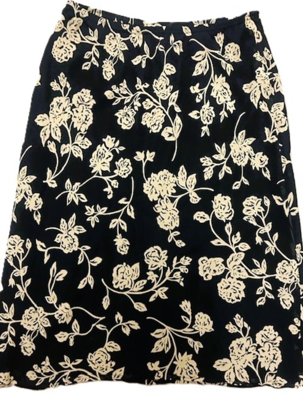 Jones New York Sport Ladies Skirt sz 14 Black Beige Floral Whimsigoth Lined